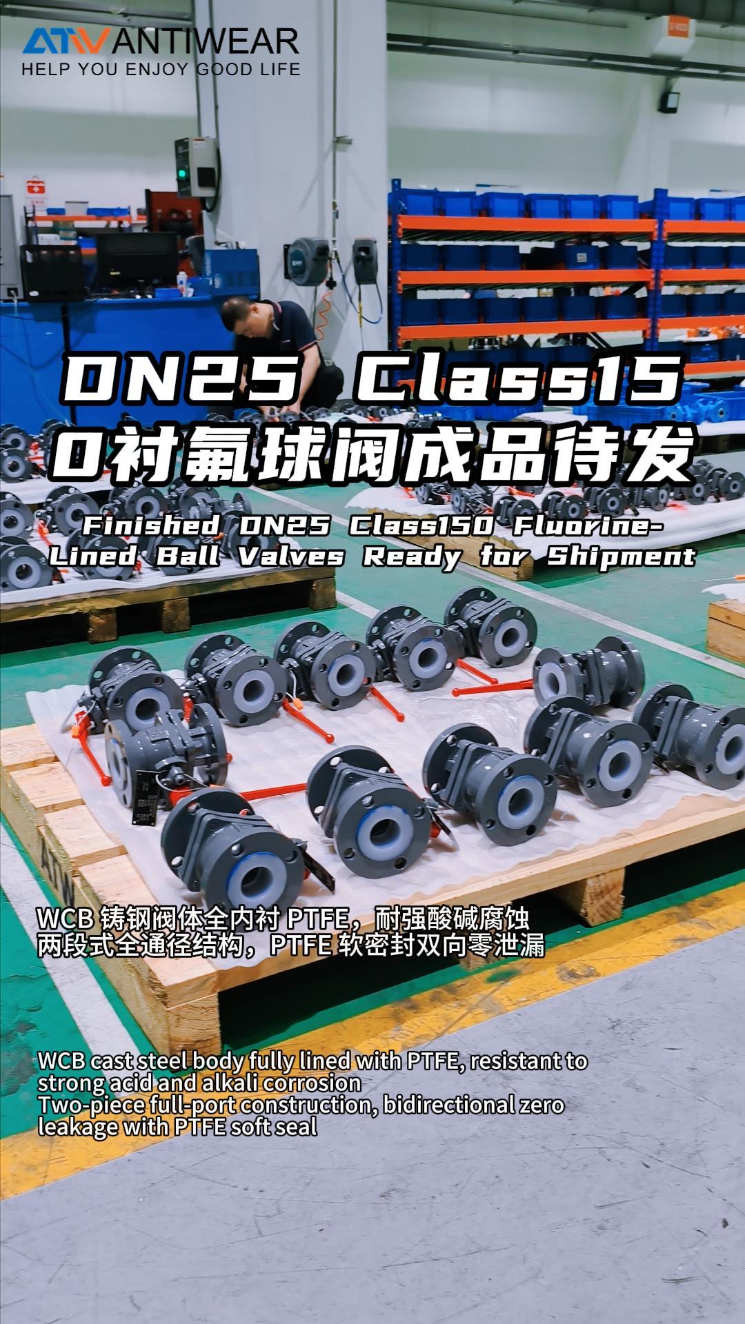 Finished DN25 Class150 Fluorine‑Lined Ball Valve Ready for Shipment